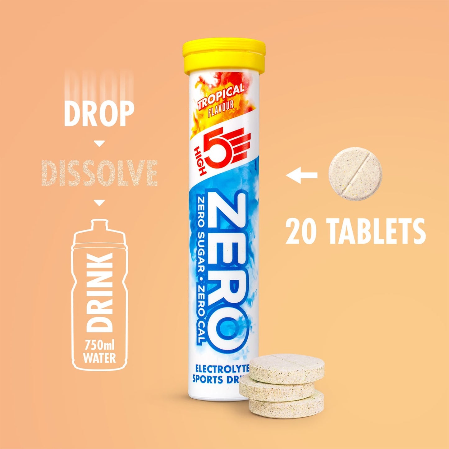 Boisson Anticrampe HIGH5 ZERO Tube de 20 Pastilles Tropical