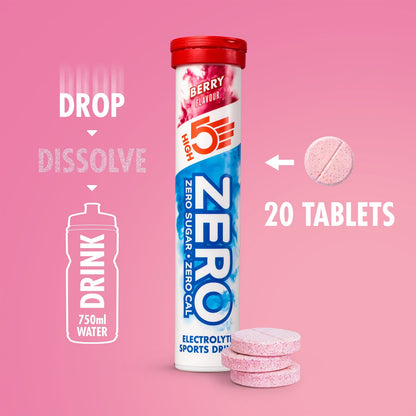 Pastilles d'Hydratation Electrolytes HIGH5 ZERO (x20) Fruits Rouge