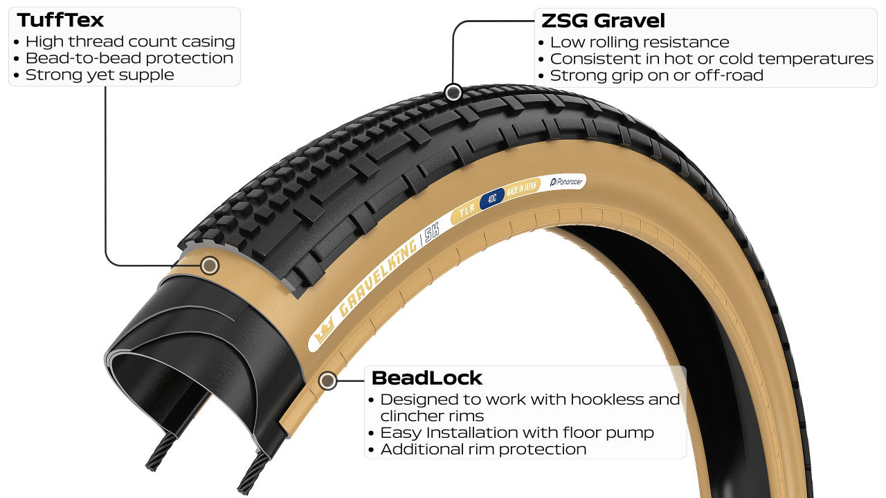 Pneu PANARACER GRAVELKING SK TLR 700x35c Tubeless Ready Noir