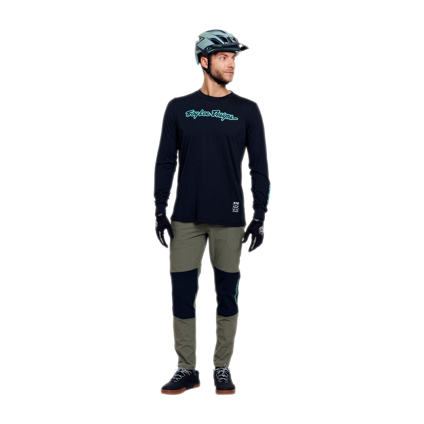 Maillot TROY LEE DESIGNS SKYLINE RIDE SIGNATURE Manches Longues Noir/Turquoise