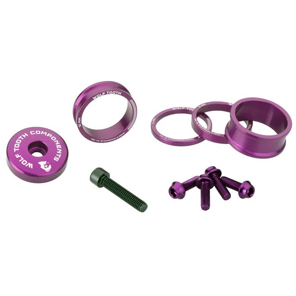 Kit med distanser, skaftskydd och skruvar WOLFTOOTH BLING KIT Ultraviolett