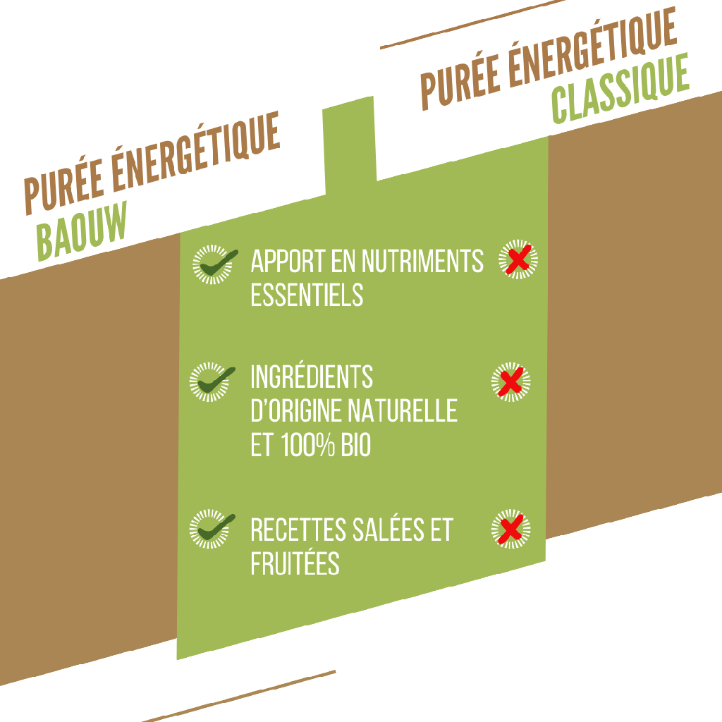Purée Energétique BAOUW Bio Recette aux Fruits Banane/Kiwi/Vanille (90g)
