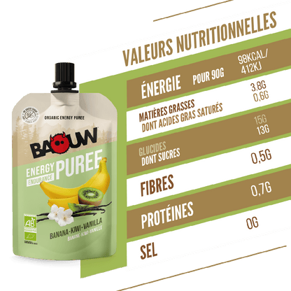 Purée Energétique BAOUW Bio Recette aux Fruits Banane/Kiwi/Vanille (90g)