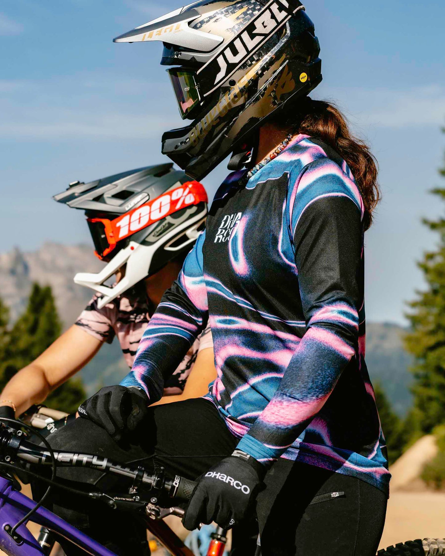 Damtröja DHARCO RACE AURORA Långärmad Jersey Svart/Rosa