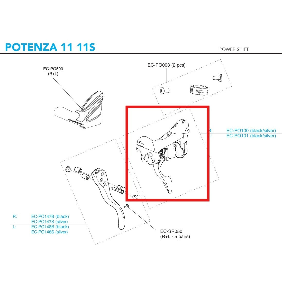 BLOK ŘAZENÍ VLEVO CAMPAGNOLO POTENZA POWER-SHIFT 11V 2018