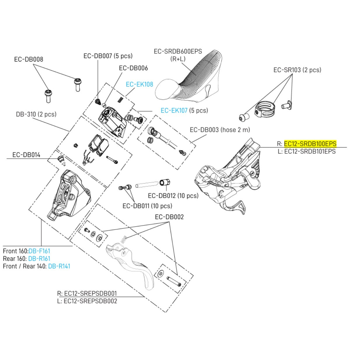 Corps de manette Droite CAMPAGNOLO SUPER RECORD EPS 12V Frein à Disque 2019