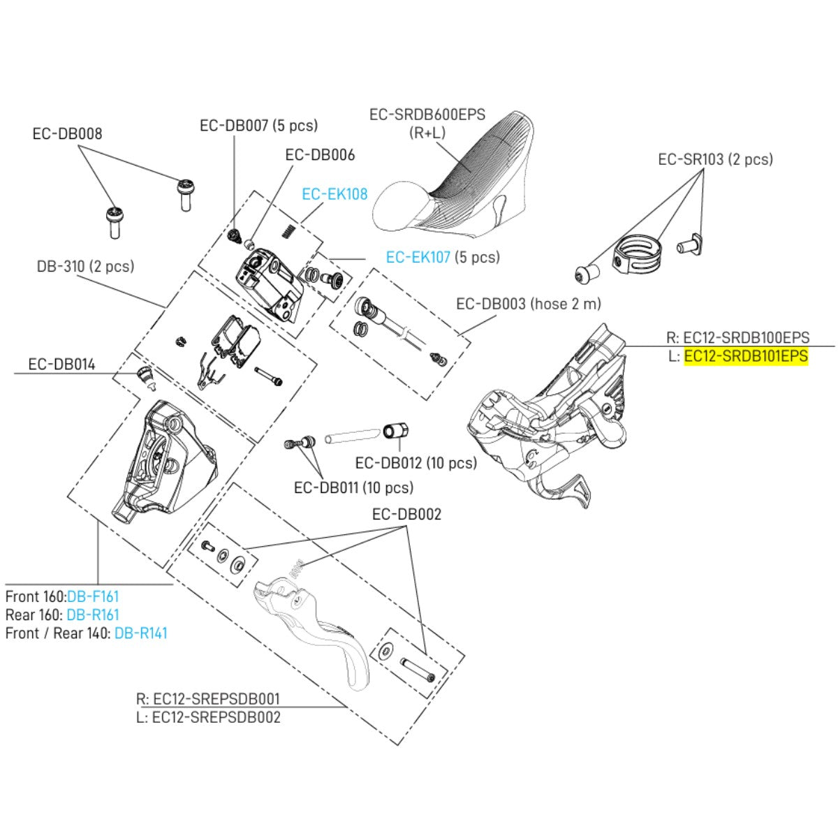 Corps de manette Gauche CAMPAGNOLO SUPER RECORD EPS 12V Frein à Disque 2019