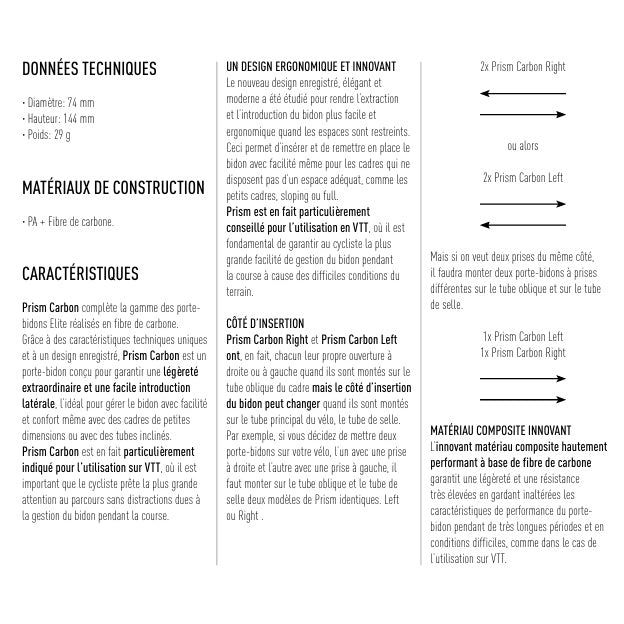 ELITE PRISM LEFT Carbon flaskeholder Mat/Sort