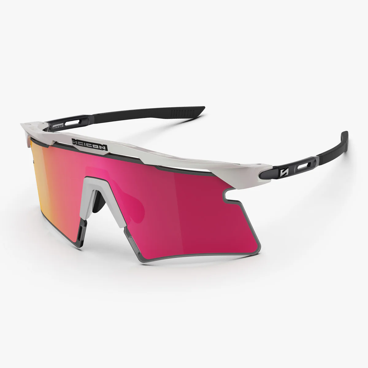 SCICON AEROSHADE 2.0 TITANIUM White Metal Multimirror Sunburts + Pink Glasses