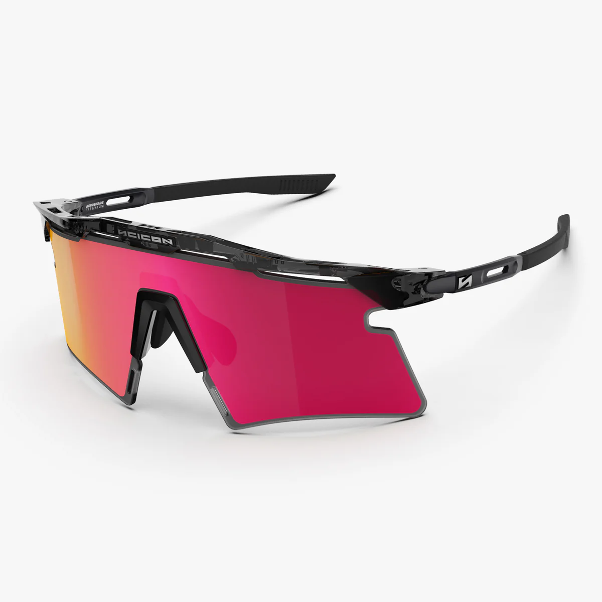 Solglasögon SCICON AEROSHADE 2.0 TITANIUM Black Crystal Gloss Multimirror Sunburts + Pink Lens