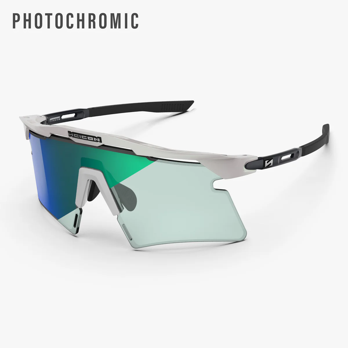 SCICON AEROSHADE 2.0 TITANIUM Hvid metalbrille Blågrøn fotokromisk linse