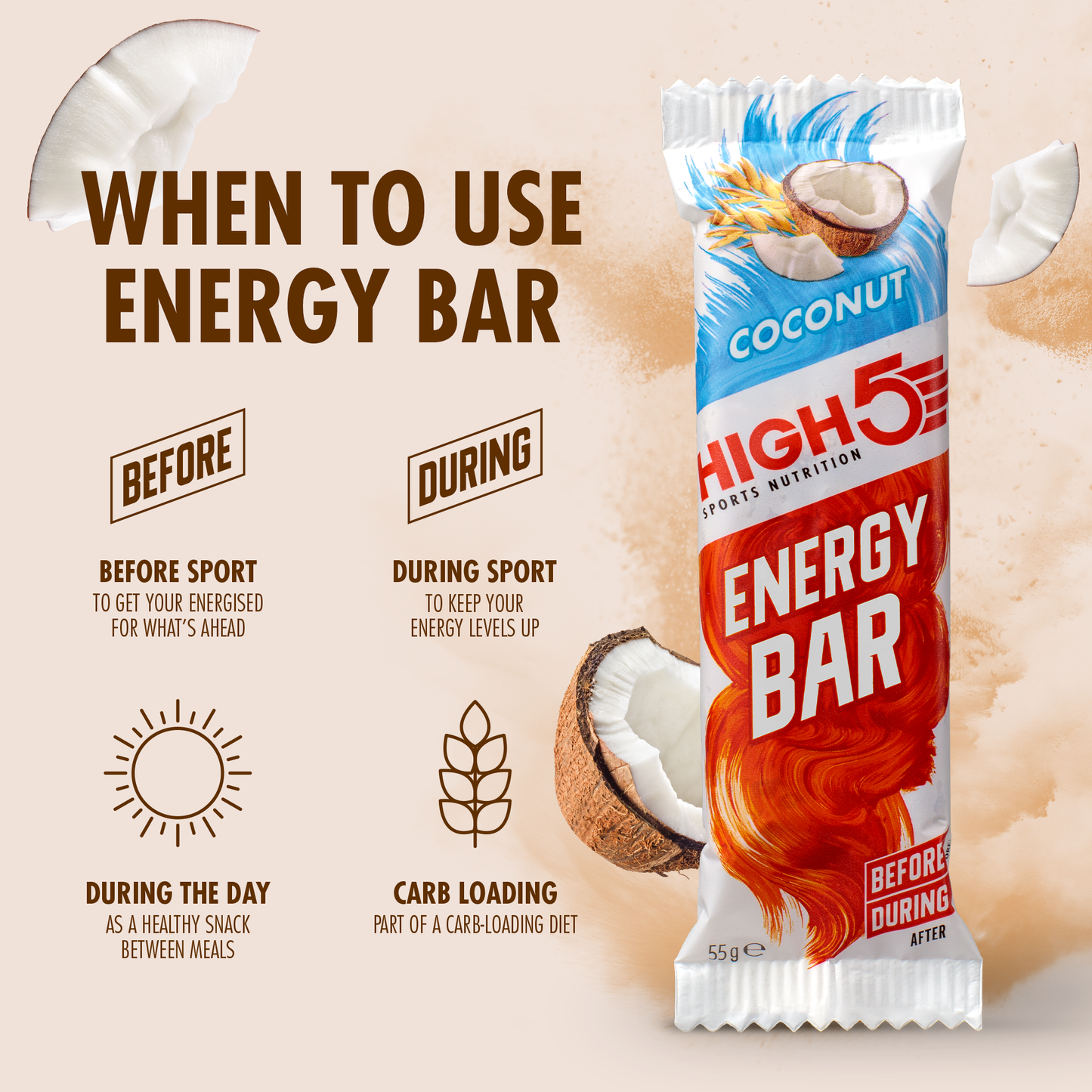 HIGH5 ENERGY BAR (55 g) Kokosnöt