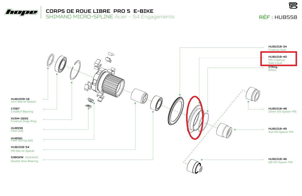 Kryt kloubu pro nábojovou jednotku HOPE PRO 5 Microspline Freewheel