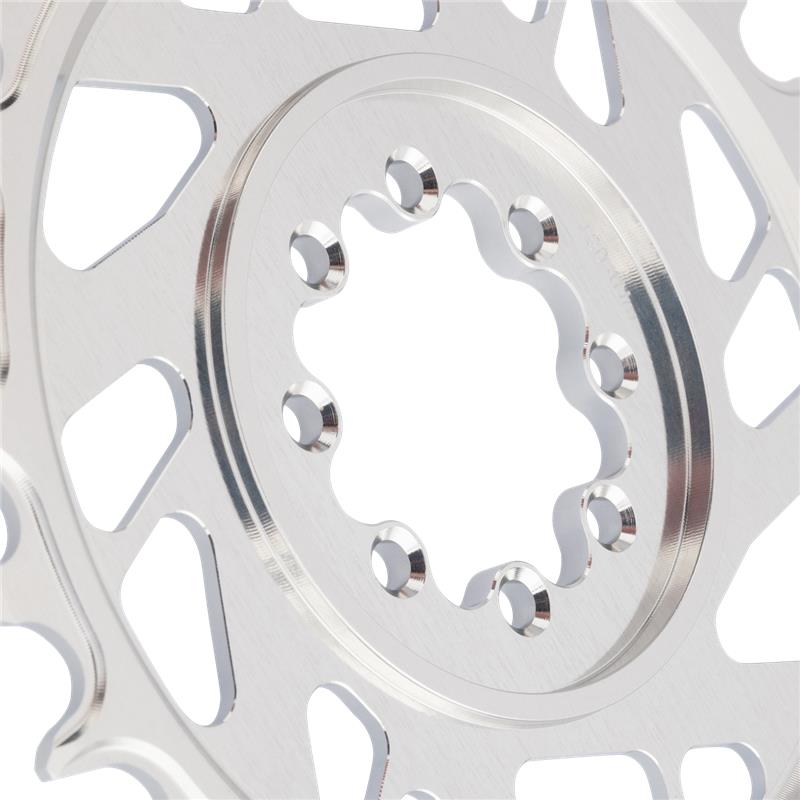 Mono řetězový kroužek BURGTEC THICK THIN 12V BOOST přímá montáž 8 šroubů T-typ úzký široký posun 3 mm stříbrný