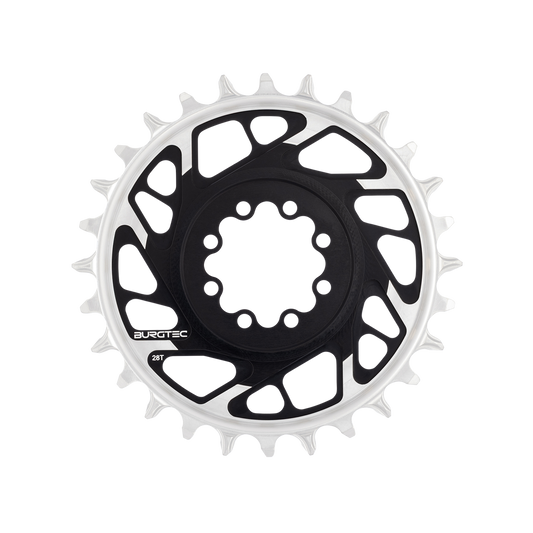 Mono řetězový kroužek BURGTEC THICK THIN 12V BOOST přímá montáž 8 šroubů T-Type Narrow Wide Offset 3 mm černý