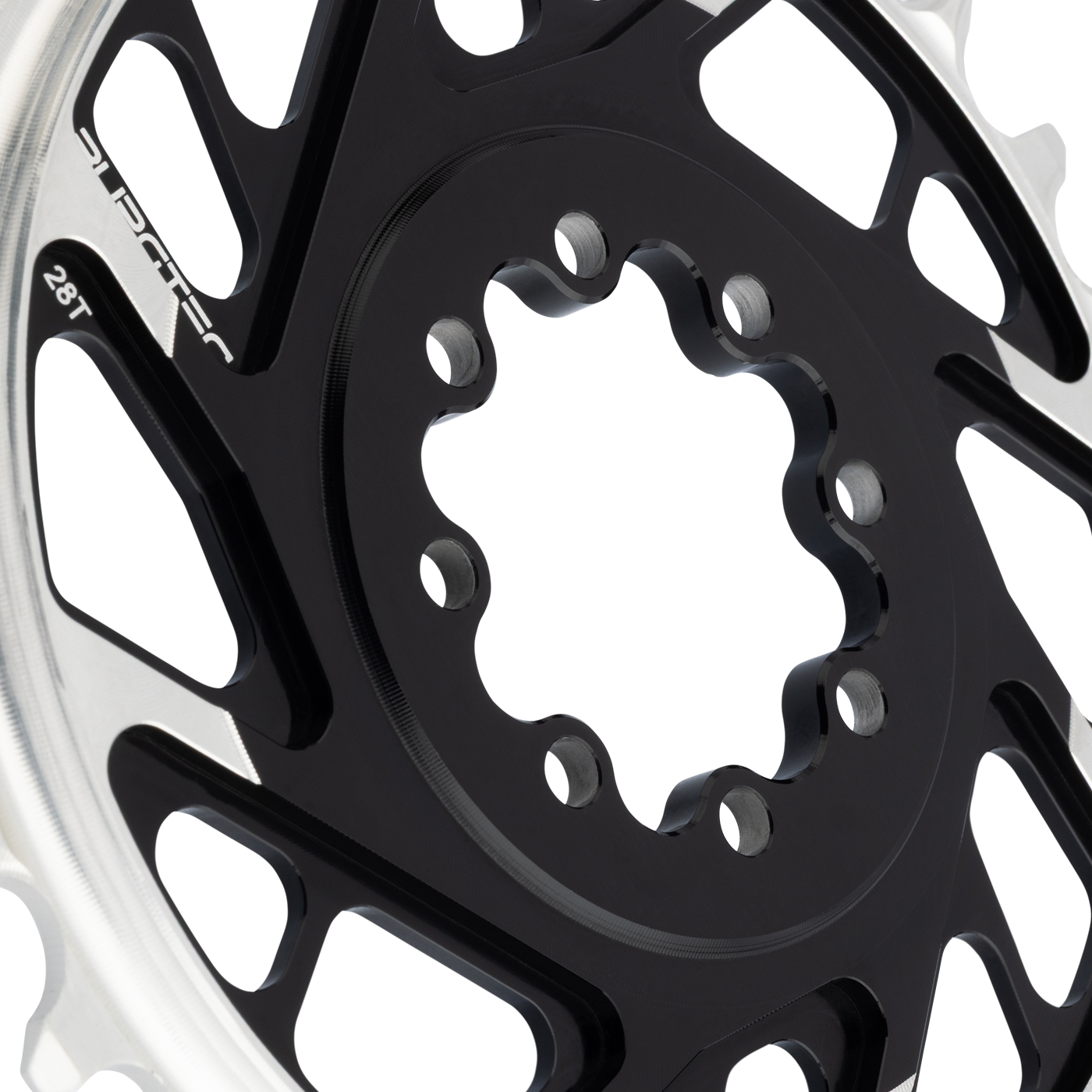 Monokedjekrans BURGTEC THICK THIN 12V BOOST Direktmontering 8 skruvar T-Typ Smal Bred Offset 3mm Svart