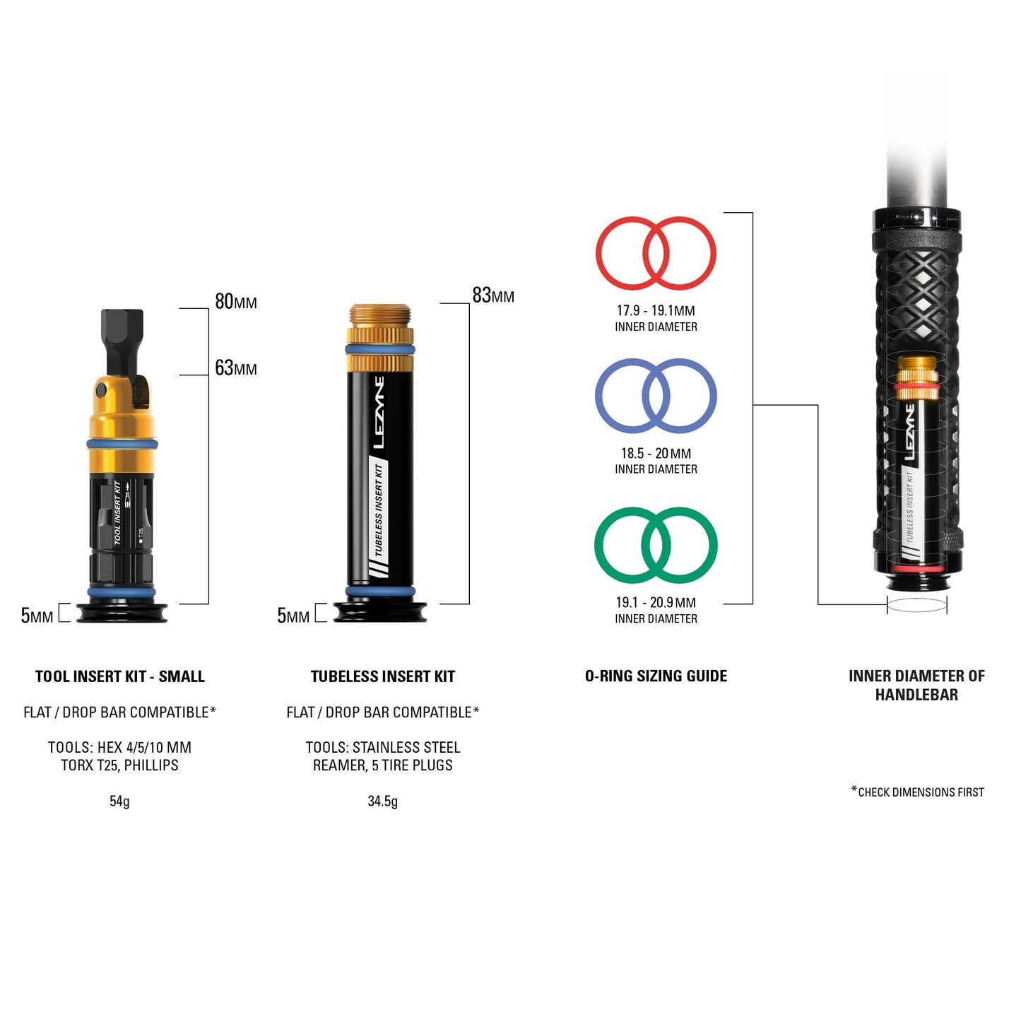 Slangeløst reparationssæt + multiværktøj S Integreret LEZYNE-styr