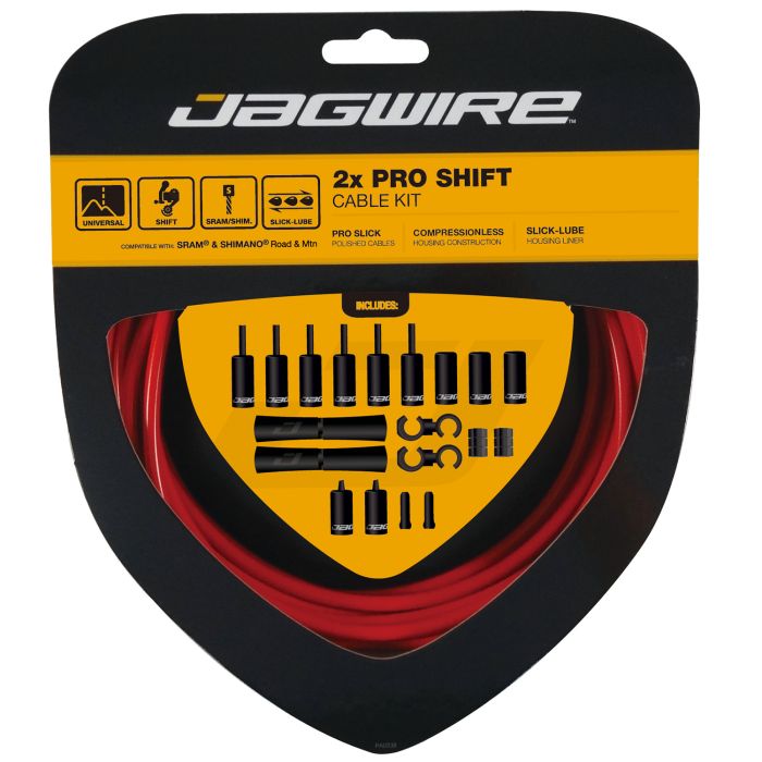 Kit de Câbles et Gaines de Dérailleur JAGWIRE ROAD AND MOUNTAIN PRO Rouge