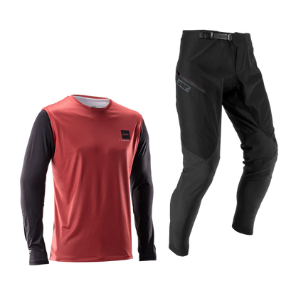 Kit Maillot + Pantalon LEATT MTB GRAVITY 1.0 Noir/Rouge