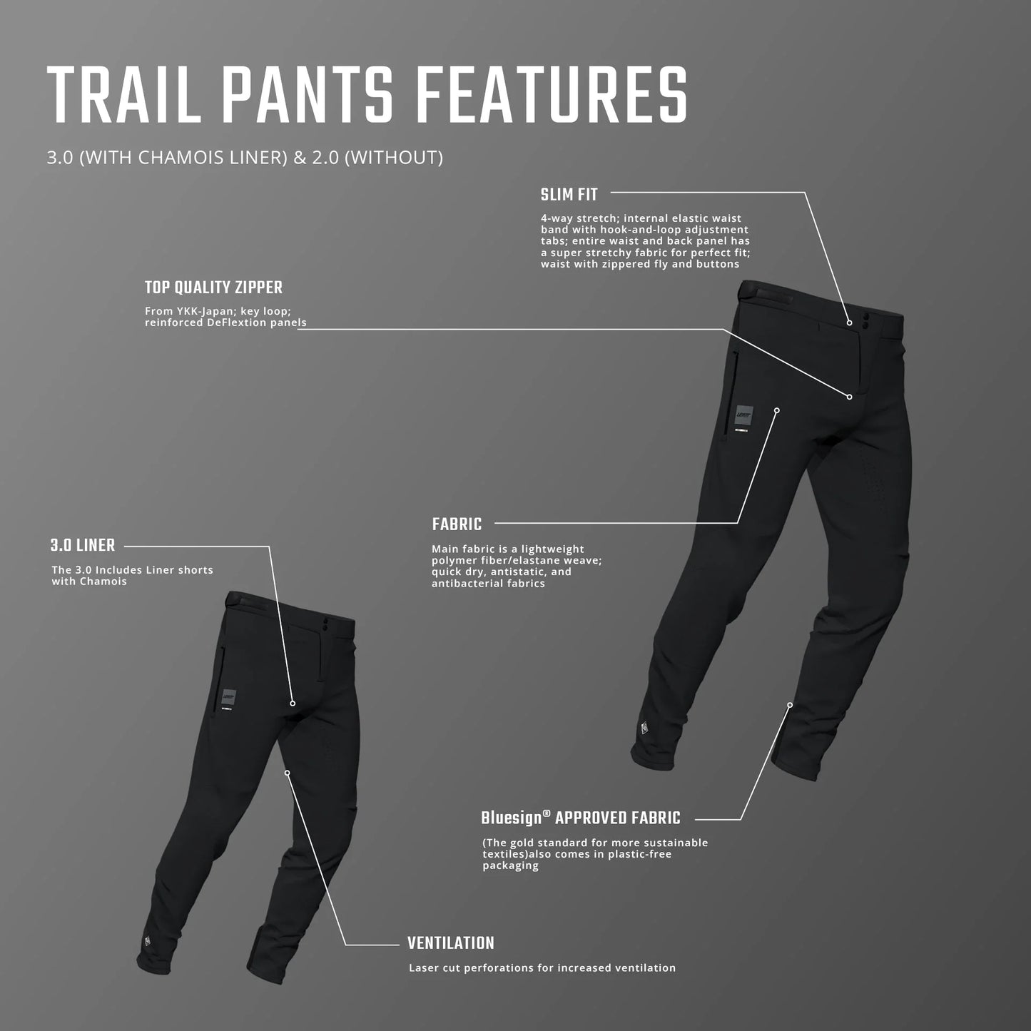 LEATT MTB TRAIL 3.0 LINER Bukser Sort