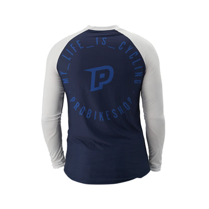 Maillot PROBIKESHOP By CHEF DE FILE FREERIDE Manches Longues Marine/Blanc