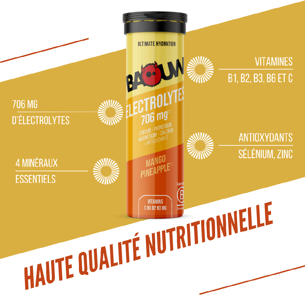 BAOUW Energy Drink (tuba s 10 tabletami) Mango/Ananas