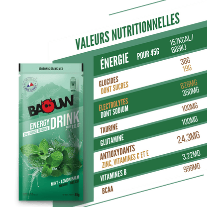 Boisson Énergétique BAOUW ISOTONIC (45g) Menthe/Mélisse