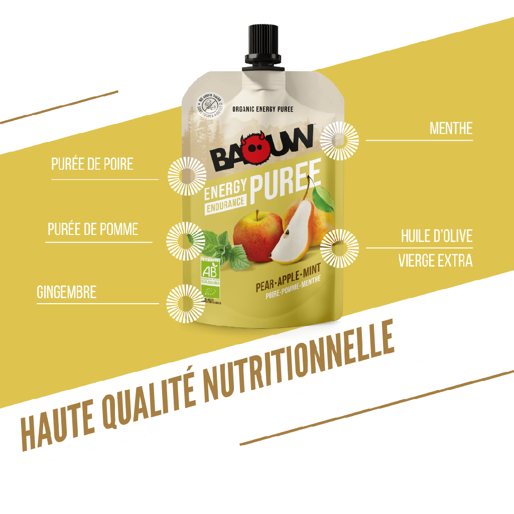 BAOUW Ekologiskt recept Fruktenergipuré Päron/Apple/Minta (90g)