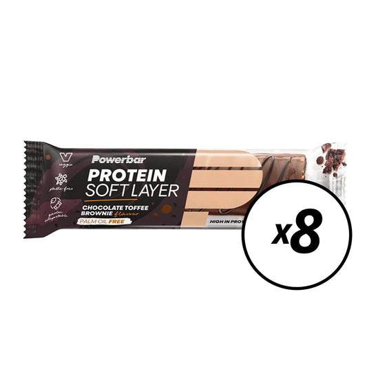 8 Barres de Récupération POWERBAR PROTEIN SOFT LAYER (40g) Brownie Chocolat -Date Courte