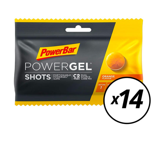 14 Sachets de Bonbons POWERBAR POWERGEL Shots (60gr) Orange - Date Courte