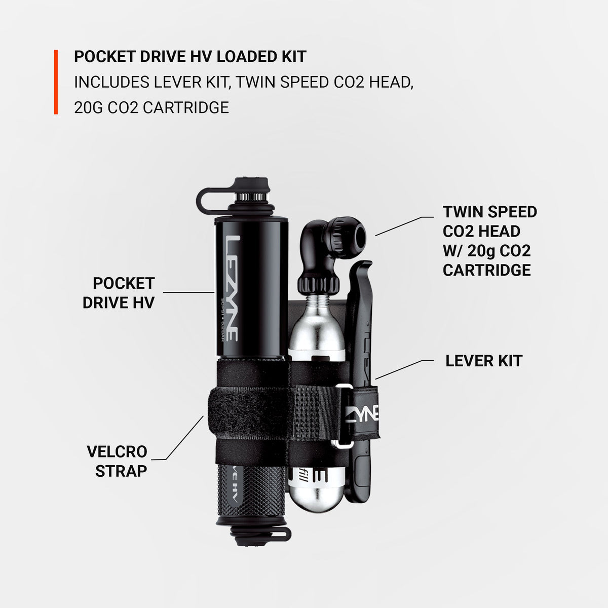 Pompe à Main LEZYNE POCKET DRIVE HV LOADED Noir