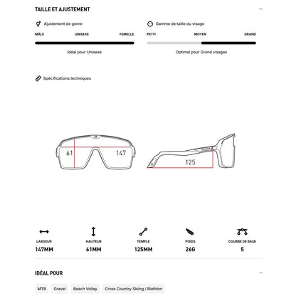 Lunettes RUDY PROJECT SPINSHIELD Blanc Verres IMPACTX™ Photochromique Laser Purple