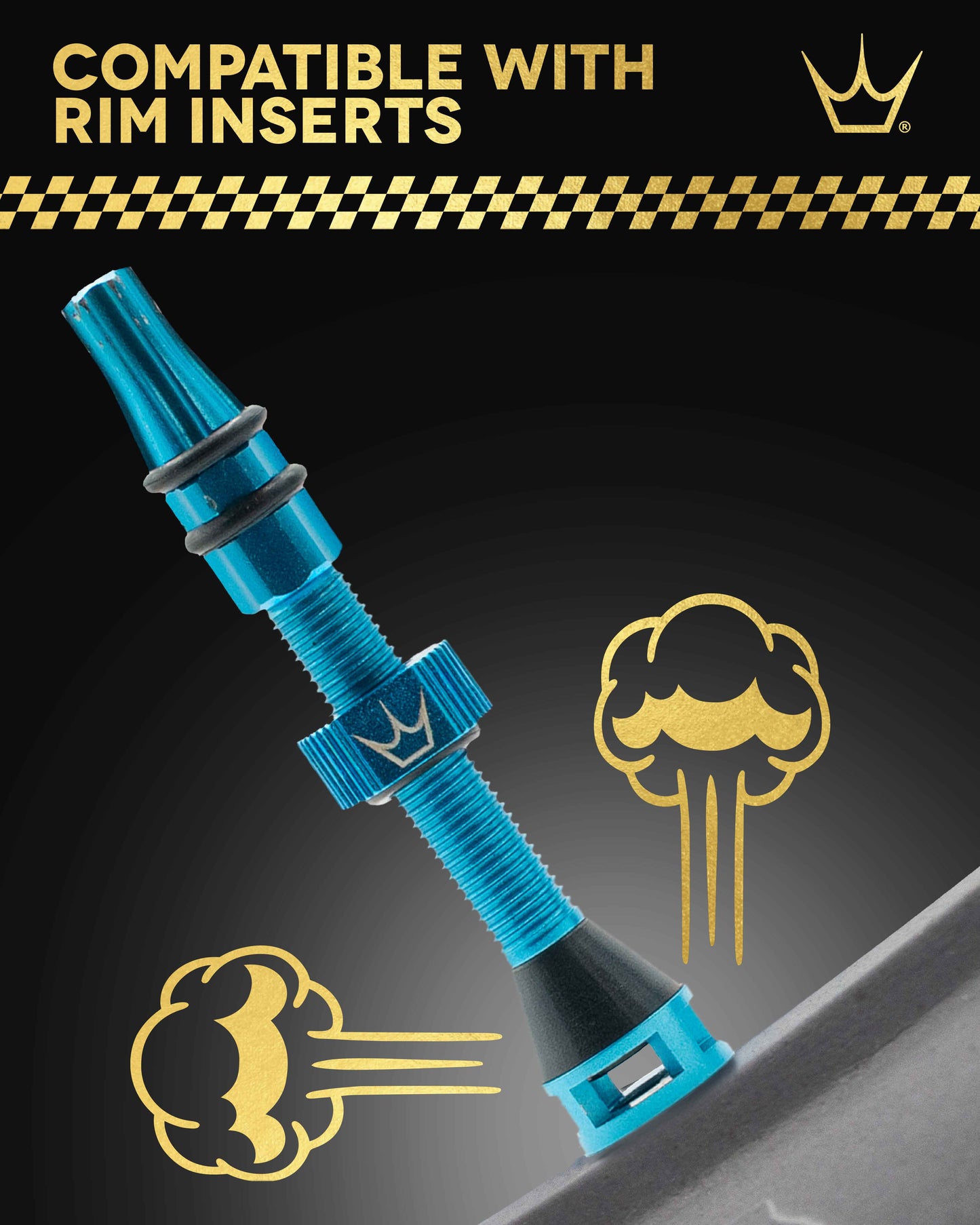 Zawory bezdętkowe PEATY'S HOLESHOT FAST FLOW 60 mm (x2) czarne