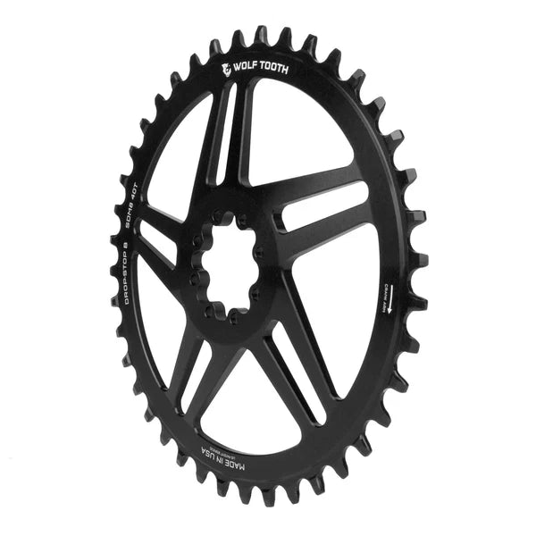 Tarcza mechanizmu korbowego WOLF TOOTH DROP-STOP ST GRAVEL DM 8 Screw Sram Black Mono Chainring