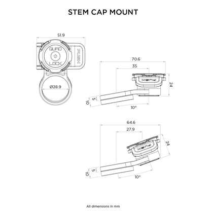 Support de Fixation sur Potence QUADLOCK OUT CAP MOUNT PRO — dimensions du support