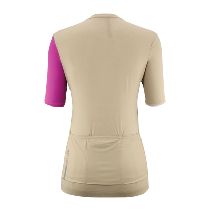 Maillot MAVIC ESSENTIAL Manches Courtes Femme Beige/Fuschia