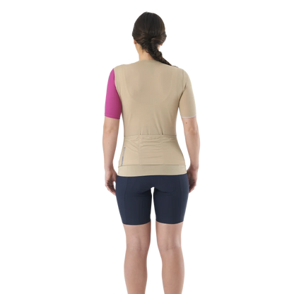 Maillot MAVIC ESSENTIAL Manches Courtes Femme Beige/Fuschia