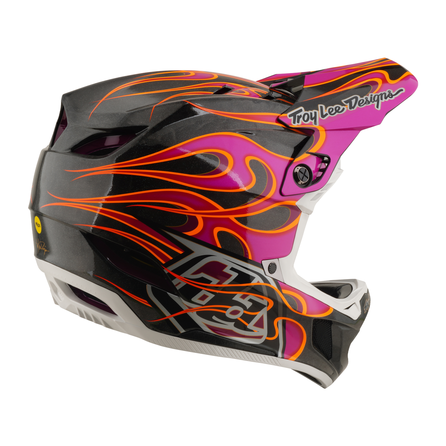 TROY LEE DESIGNS D4 CARBON MIPS Torched Carbon/Magenta MTB-hjälm