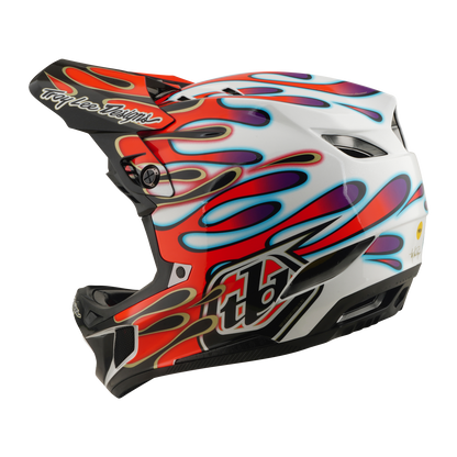 Casque VTT TROY LEE DESIGNS D4 COMPOSITE MIPS OVERSPRAY Blanc/Rouge
