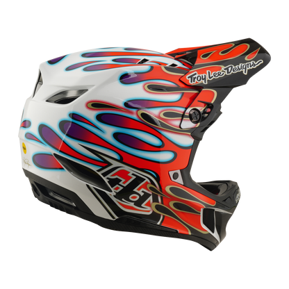 Casque VTT TROY LEE DESIGNS D4 COMPOSITE MIPS OVERSPRAY Blanc/Rouge