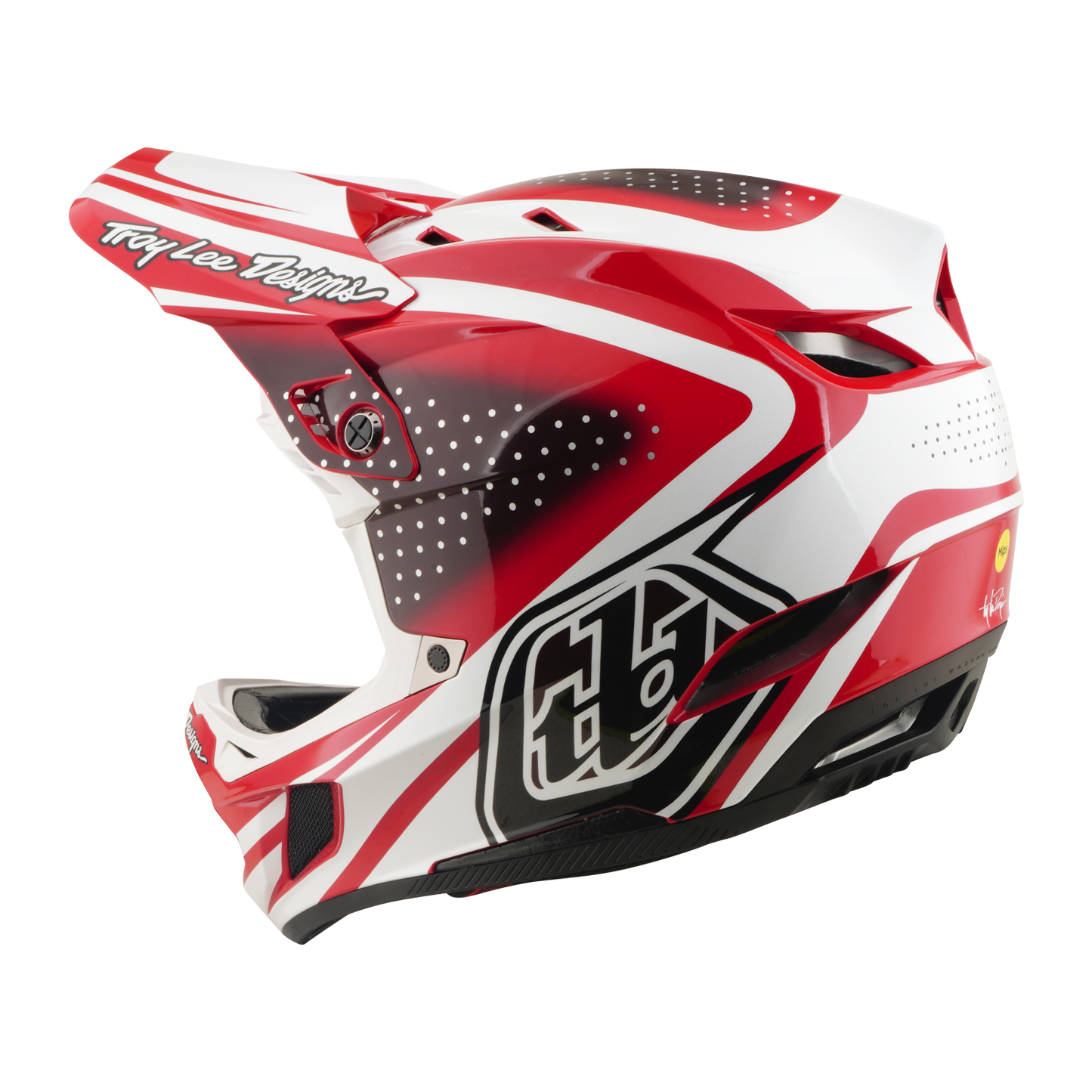 Kask MTB TROY LEE DESIGNS D4 POLYACRYLITE MIPS THE LINE czerwony/biały
