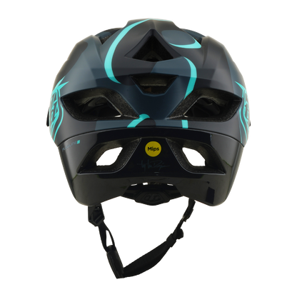 Casque VTT TROY LEE DESIGNS FLOWLINE SE MIPS BADGE Carbon/Bleu