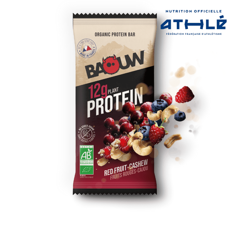 Proteinová tyčinka BAOUW ORGANIC EXTRA Red Fruits/Cashew (50g)