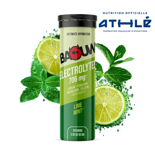 Boisson Énergétique BAOUW (Tube de 10 Pastilles) Citron Vert/Menthe