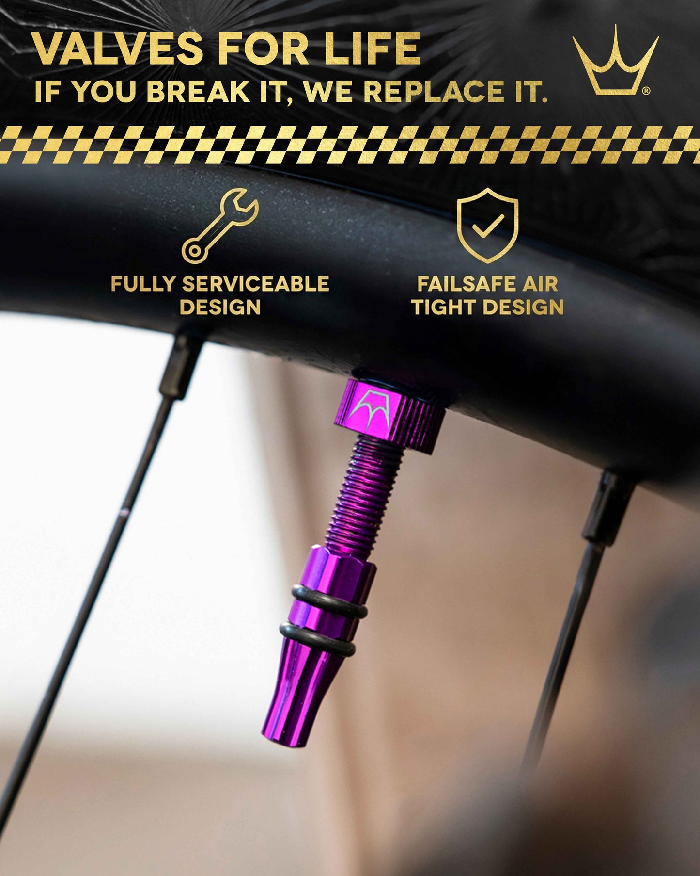 Zawory bezdętkowe PEATY'S HOLESHOT FAST FLOW 60 mm (x2) czarne