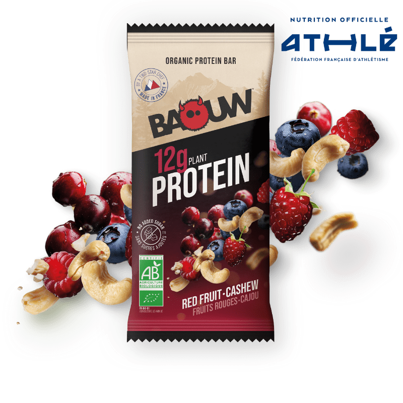Proteinová tyčinka BAOUW ORGANIC EXTRA Red Fruits/Cashew (50g)