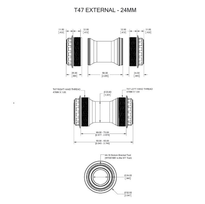 Mechanizm korbowy WOLFTOOTH T47 External 24mm Orange