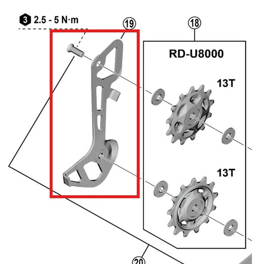 Chape de Dérailleur Arrière Interne GS SHIMANO RD-U8000/U6000