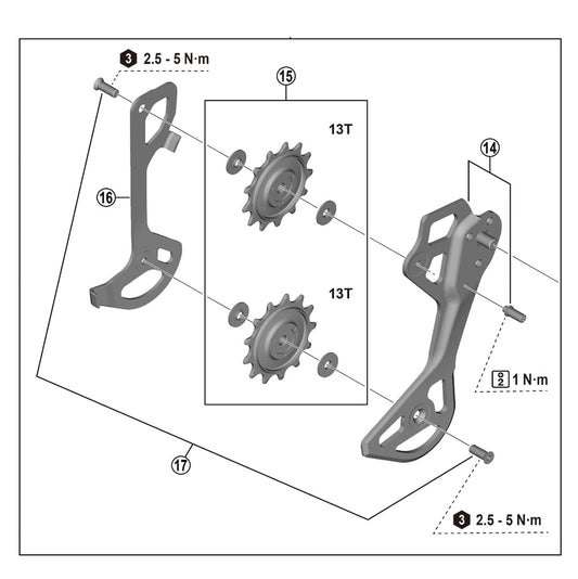 SHIMANO XTR RD-M8250 GS 12V bagskifterkurve