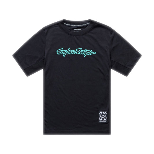 Juniorska koszulka z krótkim rękawem TROY LEE DESIGNS SKYLINE RIDE SIGNATURE czarny/turkusowy